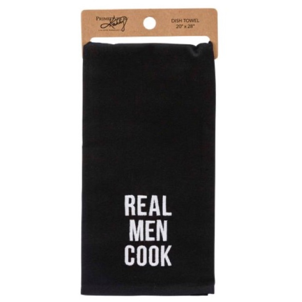 NEW✨ Primitives by Kathy Black & White 'Real Men Cook' Dish Towel